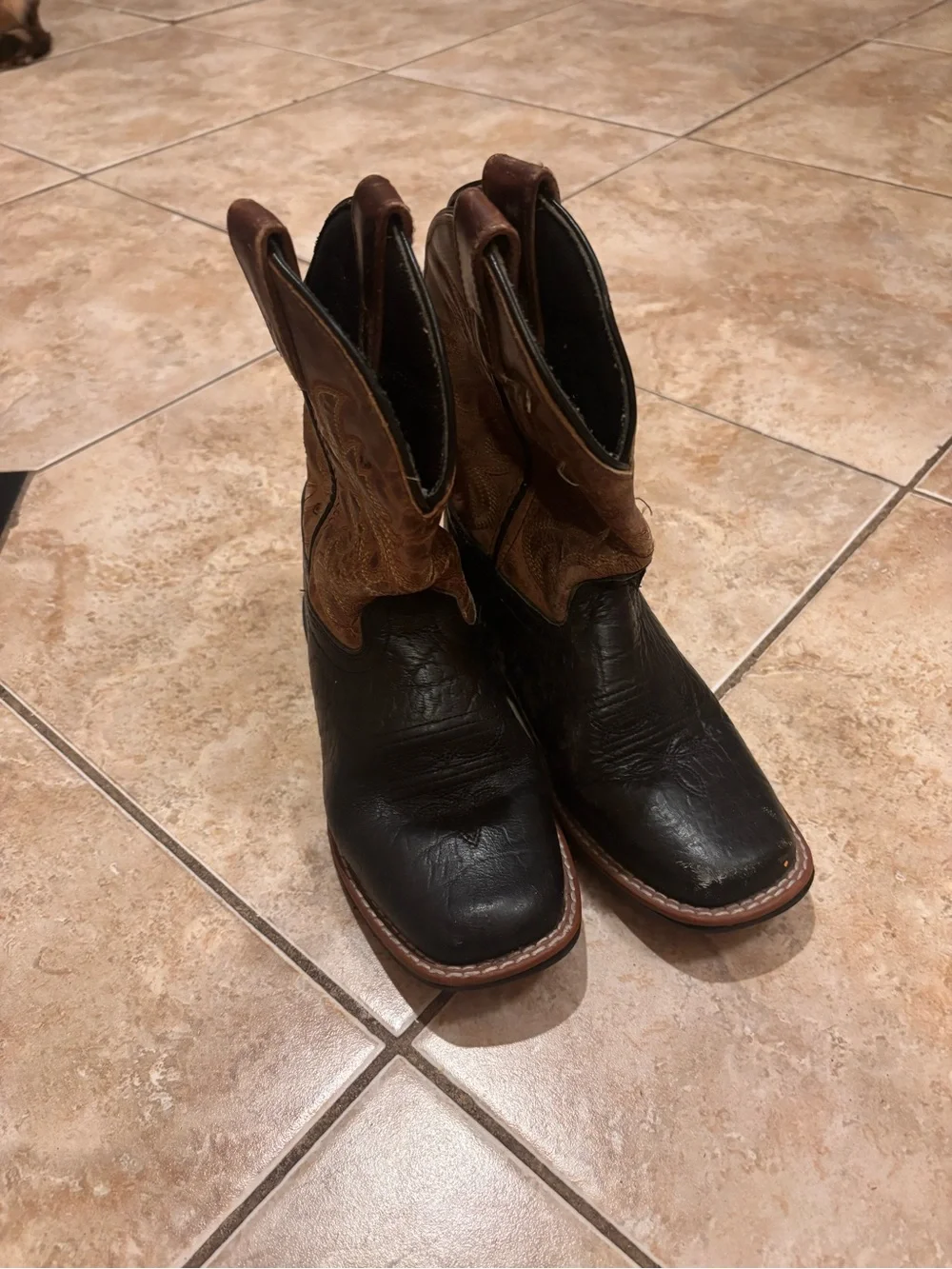 Kids Two-Tone Brown Cowboy Boots